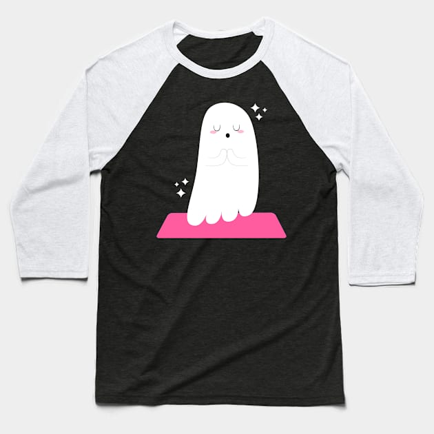 Ghost Yogi Baseball T-Shirt by Kimberly Sterling